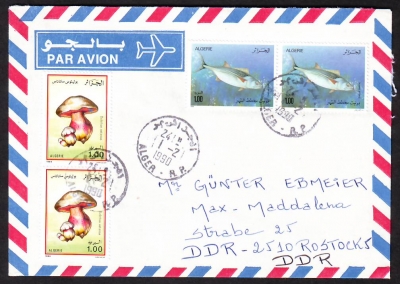 Algerien  1990  1 Brief mit Pilzfrankatur  gelaufen  (06 A)