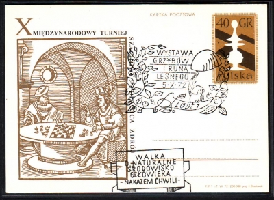 Polen  1972  1 Ganzsache mit Pilzstempel