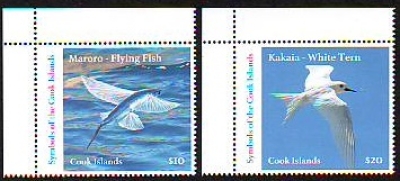 Cook - Inseln  2022  2 Werte  **  Feenseeschwalbe / Fliegender Fisch