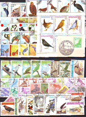 Vögel  H01  70 Werte gestempelt