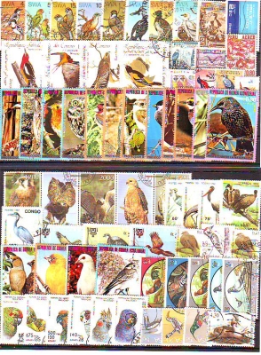 Vögel  H16  70 Werte gestempelt