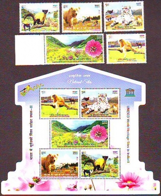 Indien  2020  5 W. + 1 Bl.  **  Säugetiere / Blume