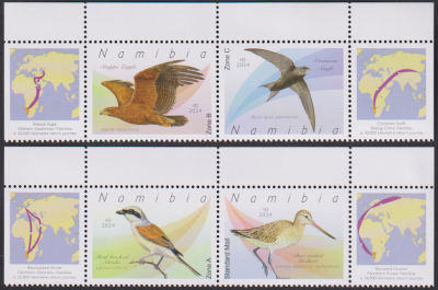Namibia  2024  4 Werte  **  2 ZD  Vögel