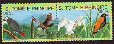 Sao Tome und Principe  1991  2 Werte  **  ZD  Graupapagei und andere Vögel