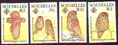 Seychellen  1985  4 Werte  **  Eulen - Audubon