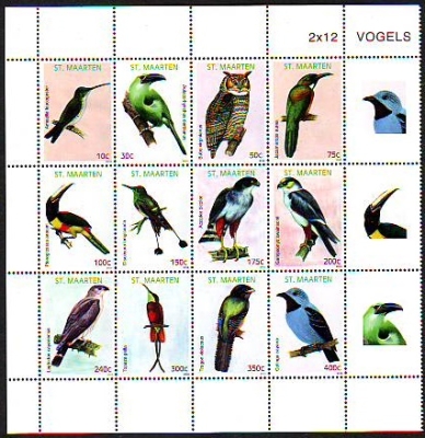Sint Maarten  2012  12 Werte  **  ZD+ZF  Vögel