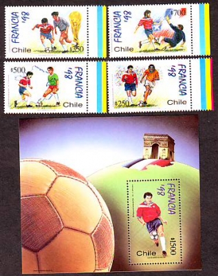 Chile  1998  4 W. + 1 Bl.  **  WM Frankreich