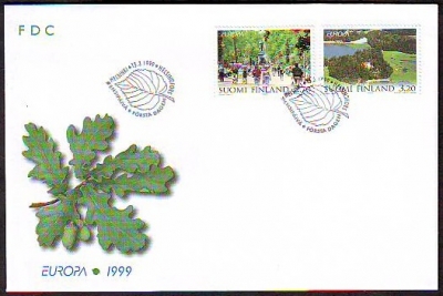Finnland  1999  2 Werte auf  1 FDC  Nationalpark