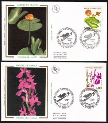 Frankreich  1992  4 Werte auf 4 FDC  Wildpflanzen