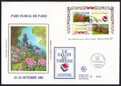 Frankreich  1993  1 Block auf 1 FDC  Rhododentron