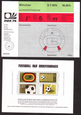 Deutschland  1974  1 Sonderblock privat  **  + 1 Eintrittskarte Finale