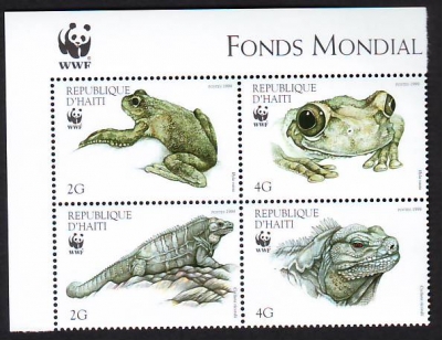 Haiti  1999  4 Werte  **  ZD  Leguan und Riesenfrosch  WWF