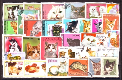 Hauskatzen  Nr. 02  30 Werte  gestempelt  alle Welt