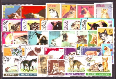 Hauskatzen  Nr. 03  30 Werte  gestempelt  alle Welt