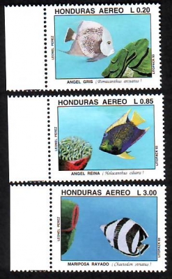 Honduras  1993  3 Werte  **  Tropische Fische