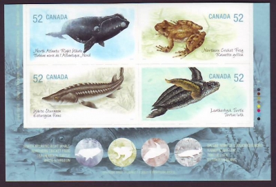Kanada  2007  4 Werte  **  ZD  Wal / Stör / Frosch / Schildkröte