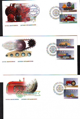 Kanada  1995  6 Werte auf  3 FDC in Mappe  Historische Fahrzeuge