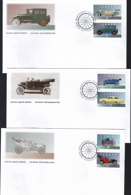 Kanada  1993  6 Werte auf 3 FDC  Autos