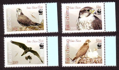 Kirgisien  2009  4 Werte  **  Sakerfalke  WWF