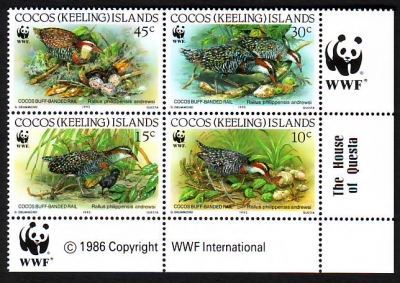 Kokos - Inseln  1992  4 Werte  **  ZD  Cocos-Binderalle  WWF