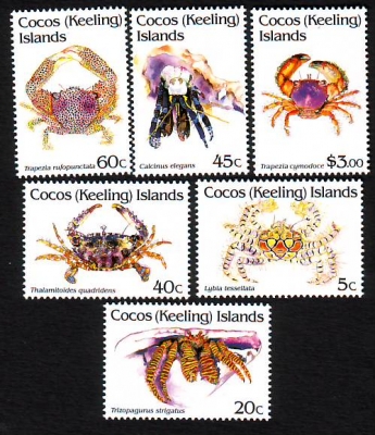 Kokos - Inseln  1992  6 Werte  **  Krebstiere  FM 1
