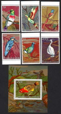 Komoren  1978  6 W. + 1 Bl.  **  Heimische Vögel