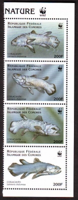 Komoren  1998  4 Werte  **  ZD  Komoren - Quastenflosser  WWF