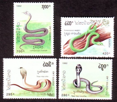 Laos  1992  4 Werte  **  Giftschlangen