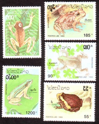 Laos  1993  5 Werte  **  Froschlurche