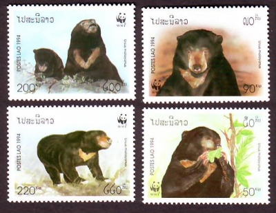 Laos  1994  4 Werte  **  Malaienbär  WWF