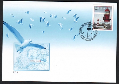 Lettland  2009  1 Wert auf  1 FDC  Leuchtturm von Liepaja