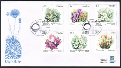 Malta  1999  6 Werte auf 1 FDC  Heimische Blumen