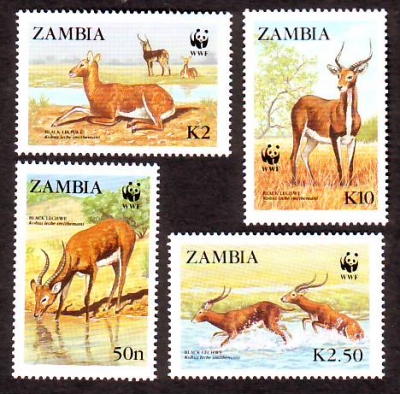 Sambia  1987  4 Werte  **  Wasserböcke  WWF