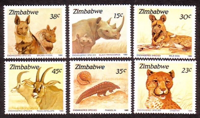 Simbabwe  1989  6 Werte  **  Säugetiere