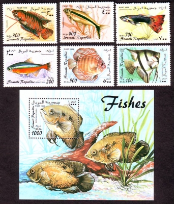 Somalia / Puntland  1998  6 W. + 1 Bl.  **  Zierfische