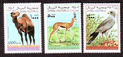 Somalia / Puntland  1999  3 Werte  **  Greifvogel / Gazelle / Kamel