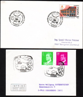 Spanien  1984  2 Briefe mit Pilzsonderstempel