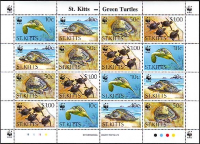St. Kitts  1995  16 Werte  **  KLB  Schildkröten  WWF