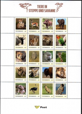 Österreich  2014  20 Werte  **  KLB / Mappe  Tiere der Steppe und Savanne